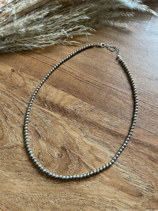 18 inch 4mm Silver Bead Necklace