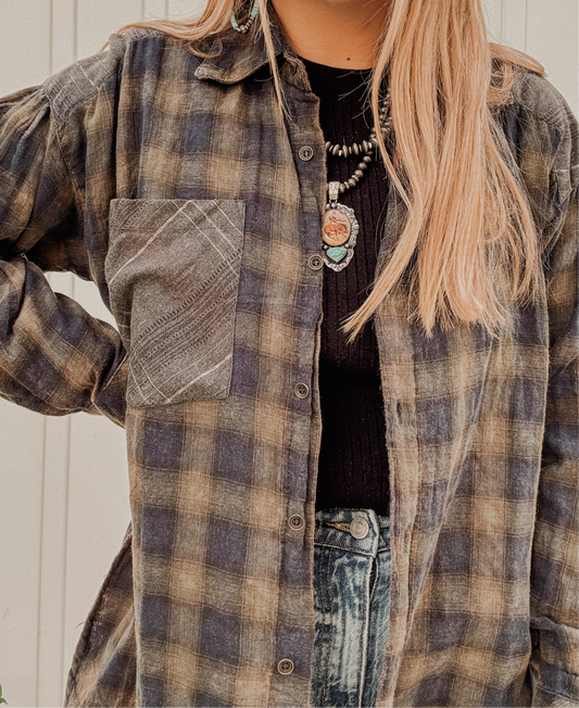Oversized Plaid Top