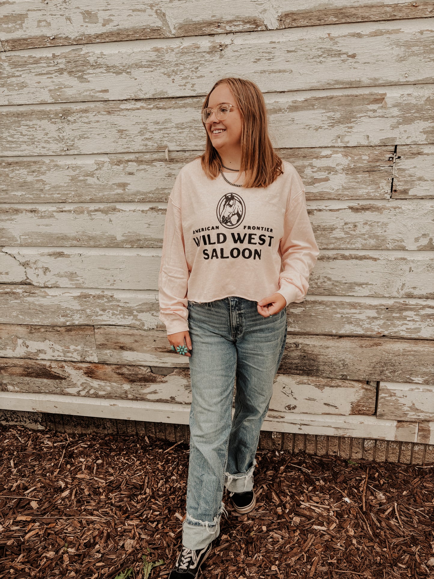 Wild West Saloon Long Sleeve Crop