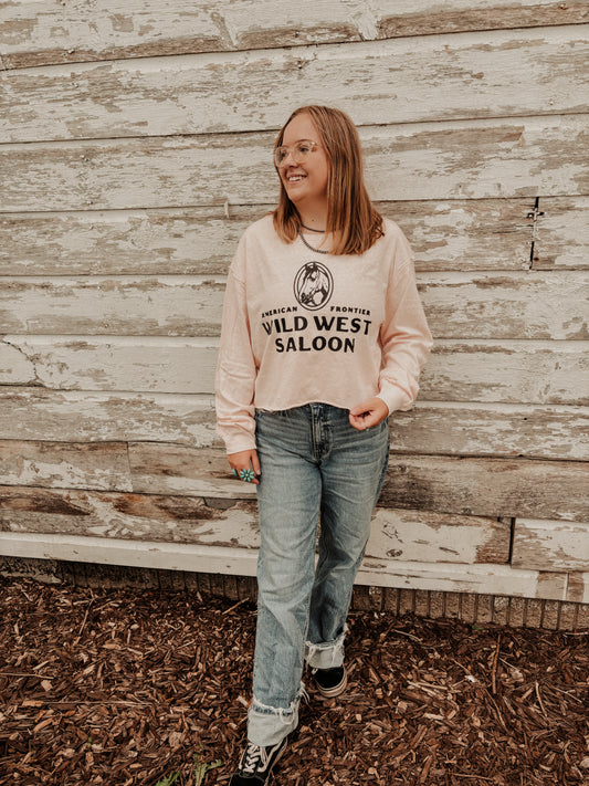 Wild West Saloon Long Sleeve Crop