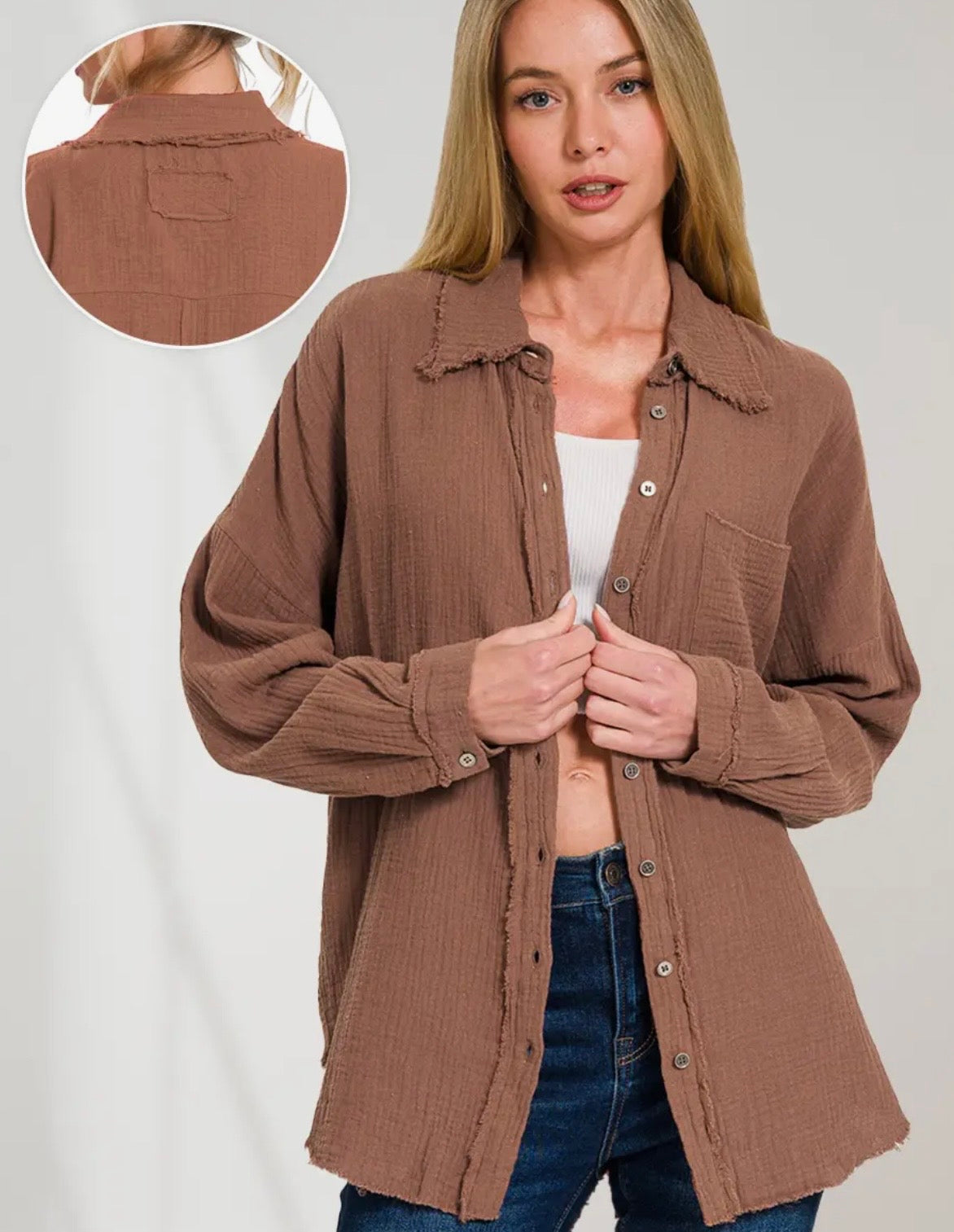 Brown Oversized Button Up
