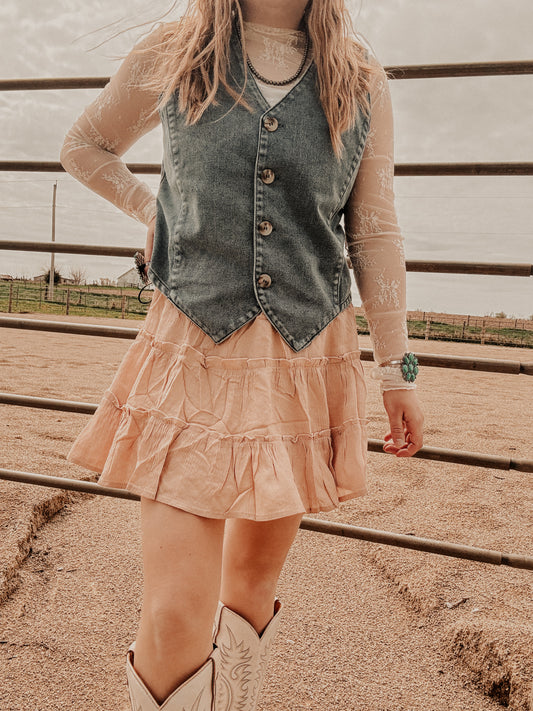 Peach Ruffle Skirt