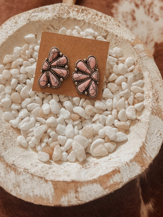 Pink Stone Stud Earring