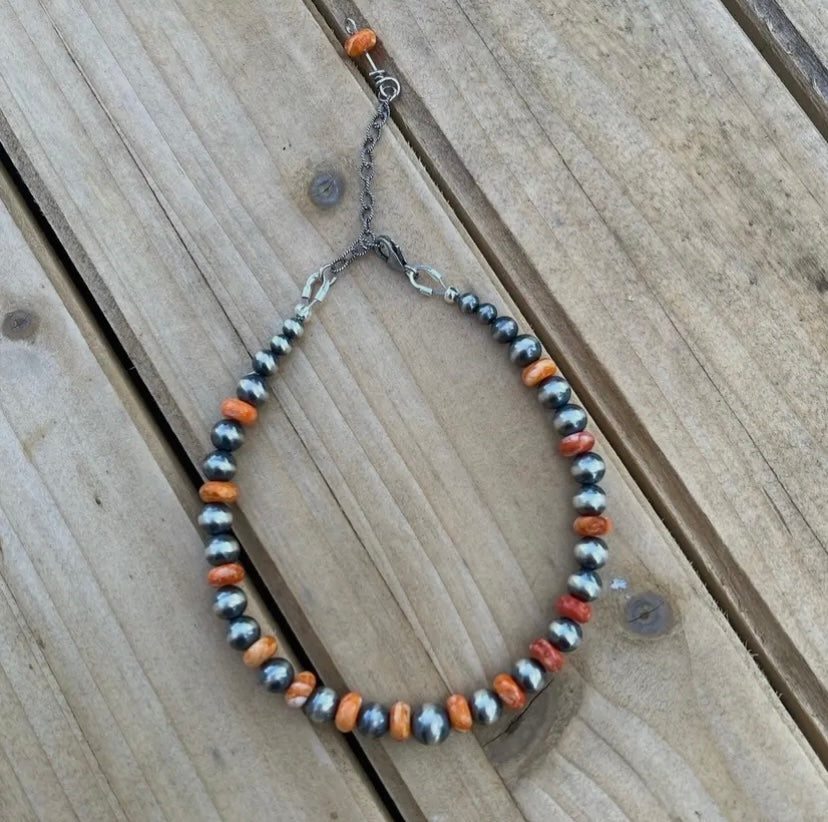Navajo Pearl And Spiny Oyster Bracelet