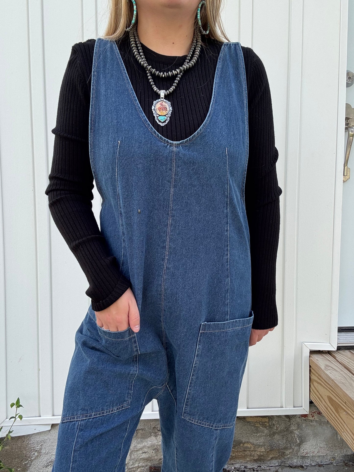 One-And-Done Denim Jumpsuit