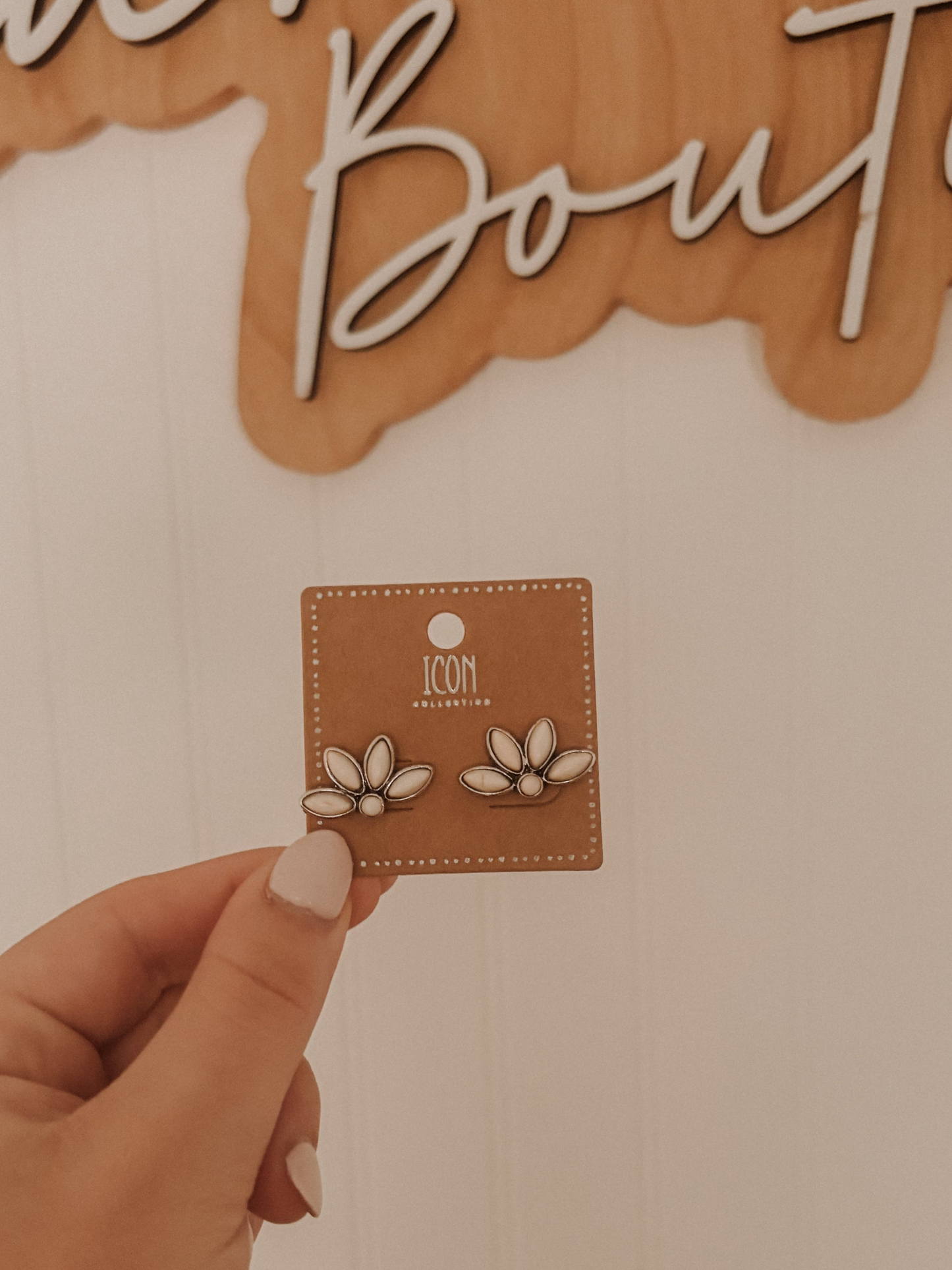 White Stud Earrings