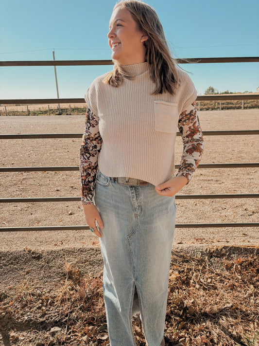 Beige Sweater Top