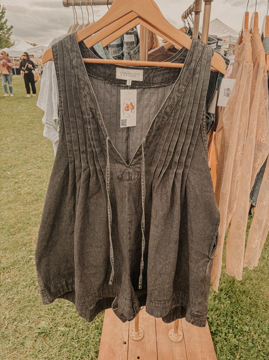 Black Denim Romper