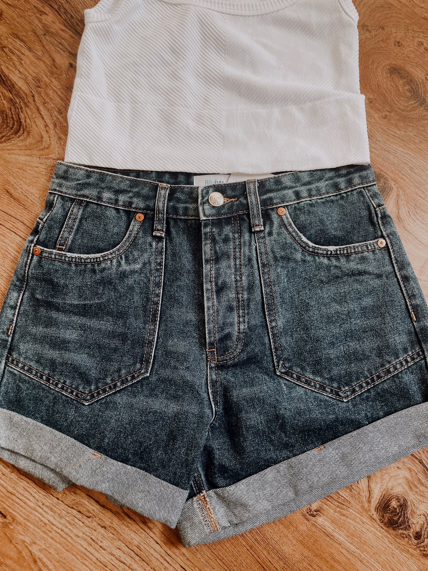 Blue Western Pocket Shorts