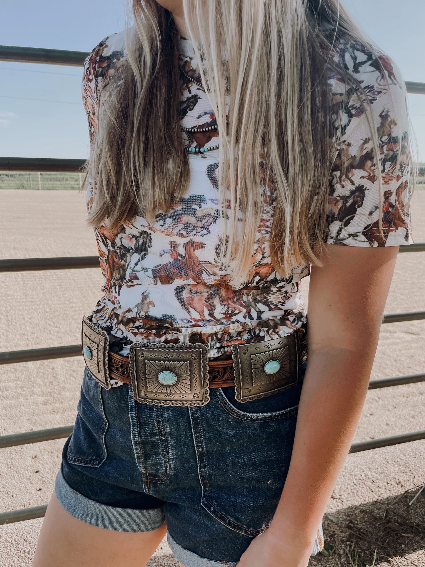 Buckaroo Mesh Top