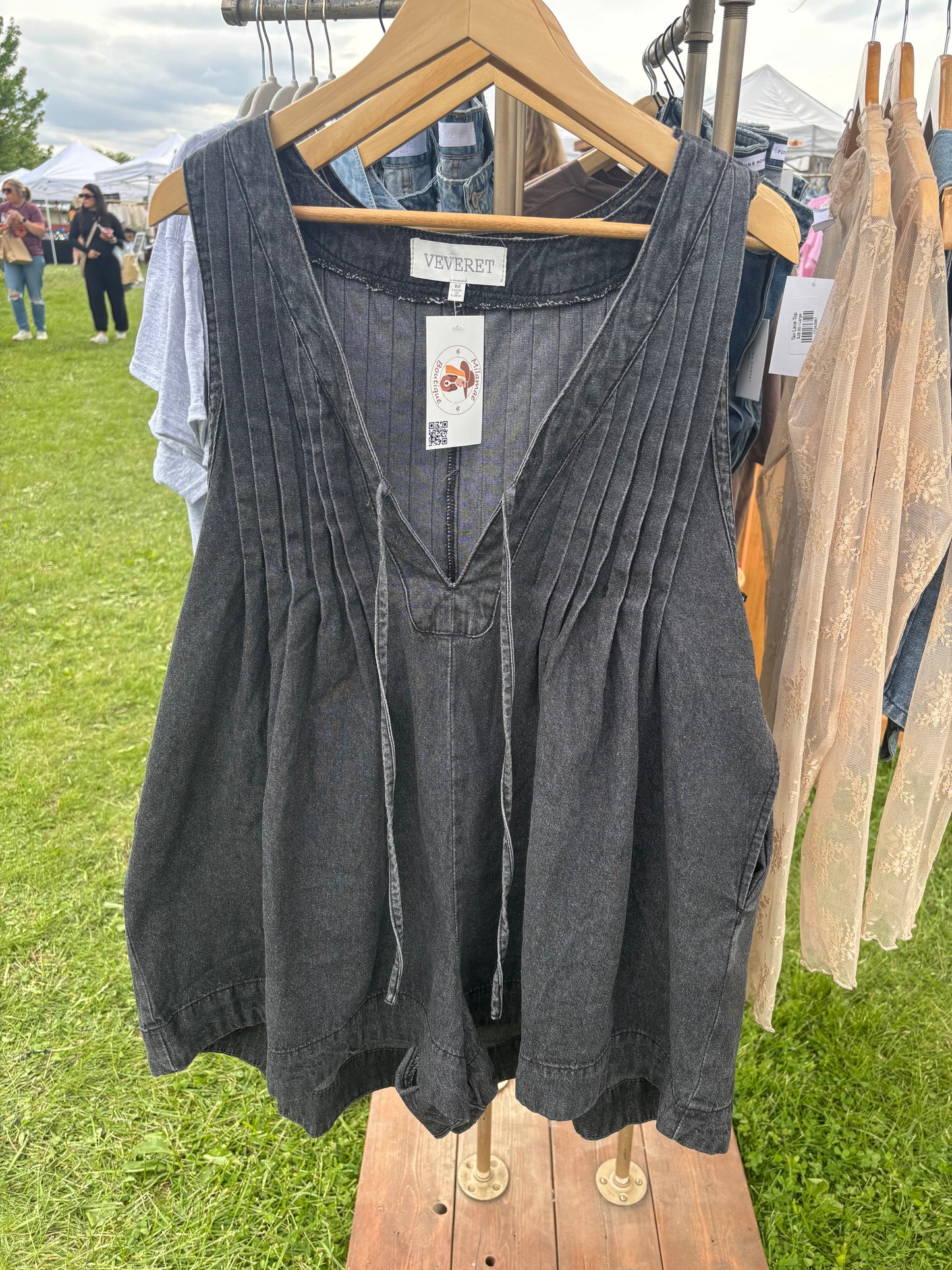 Black Denim Romper