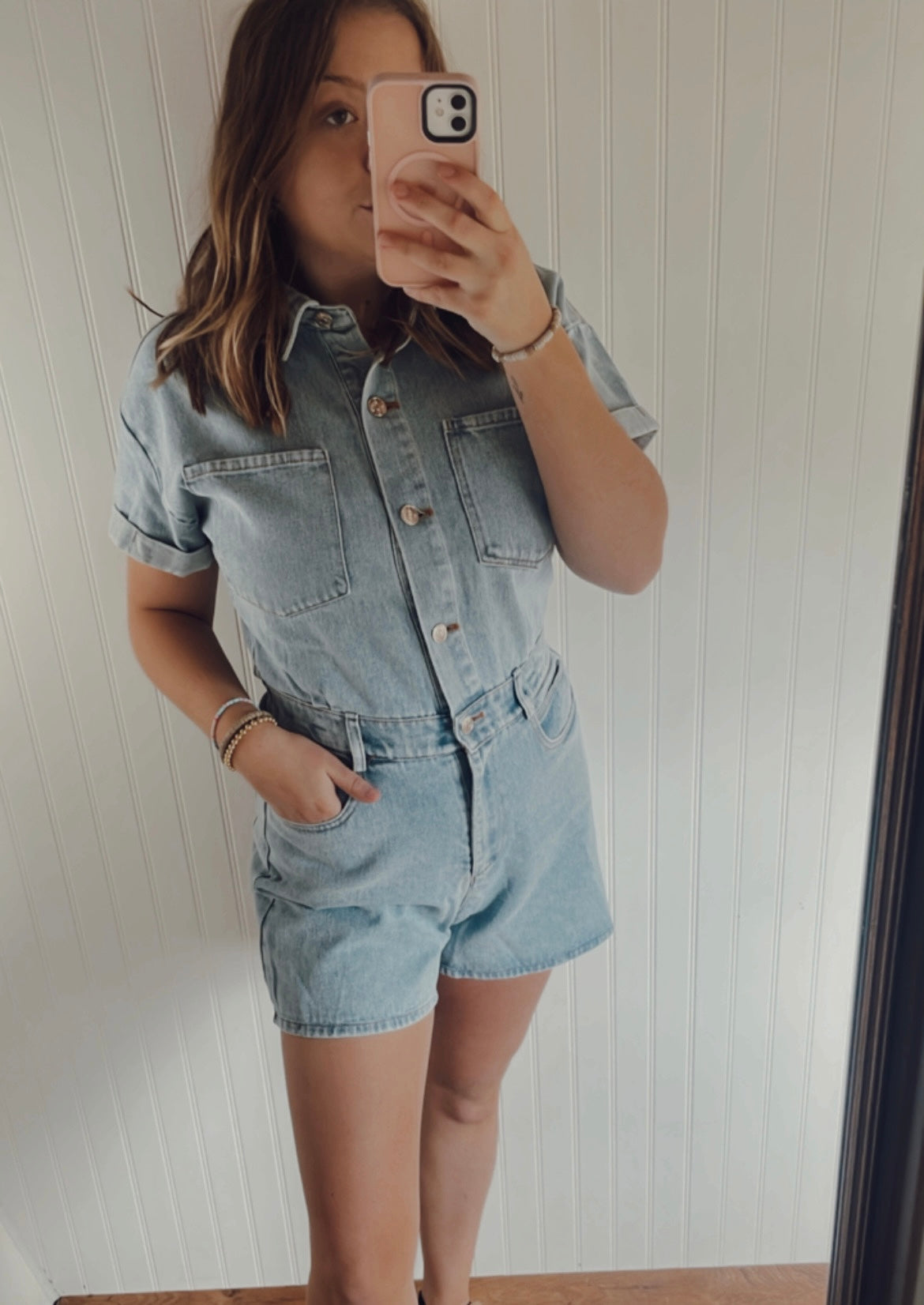 Denim Button Down Romper