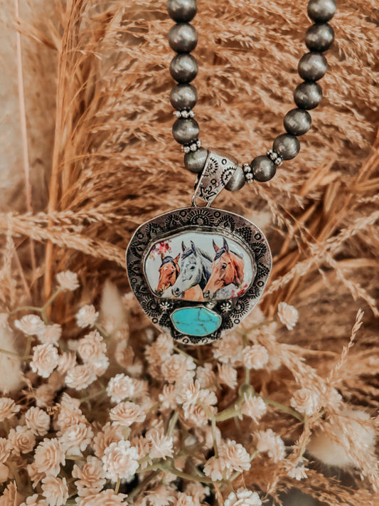 Horse Print Necklace