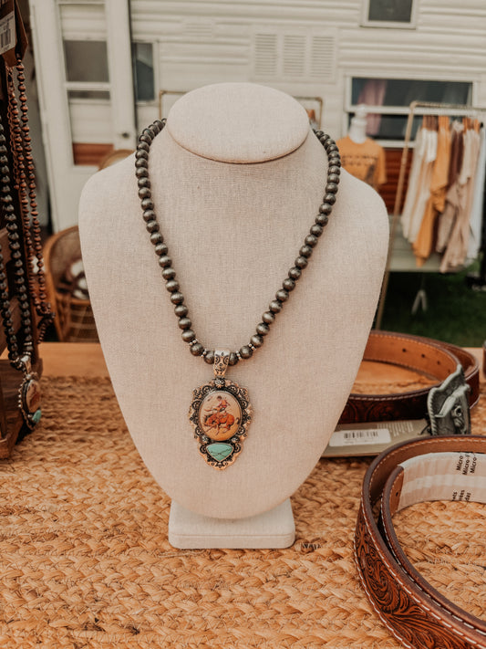 Cowboy On Horse Necklace