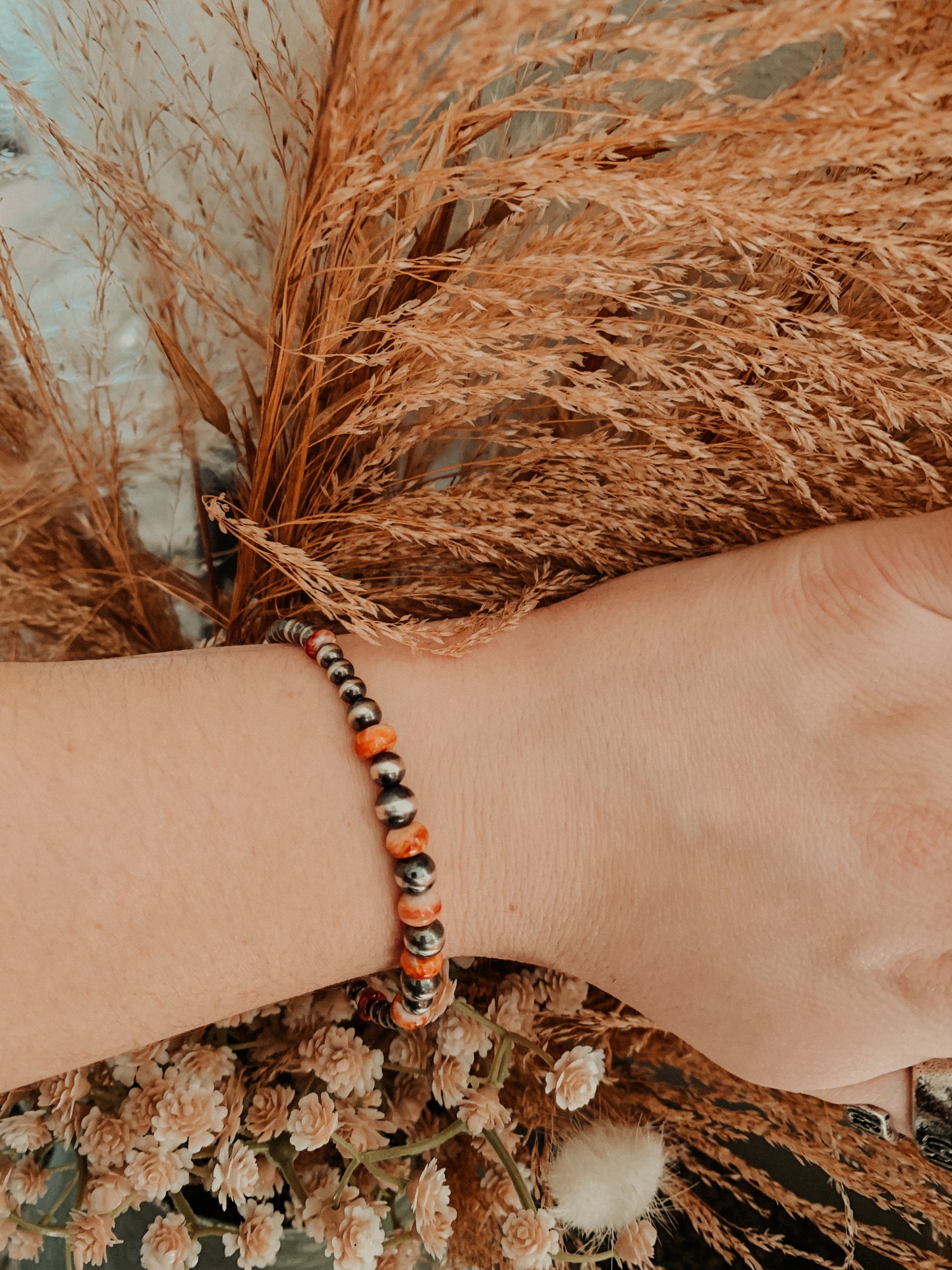 Navajo Pearl And Spiny Oyster Bracelet