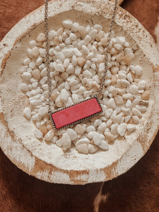 Pink Stone Bar Necklace