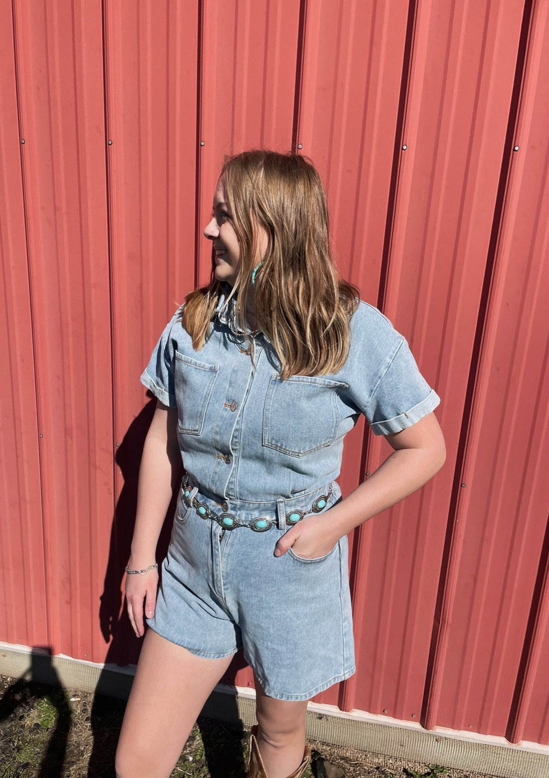 Denim Button Down Romper