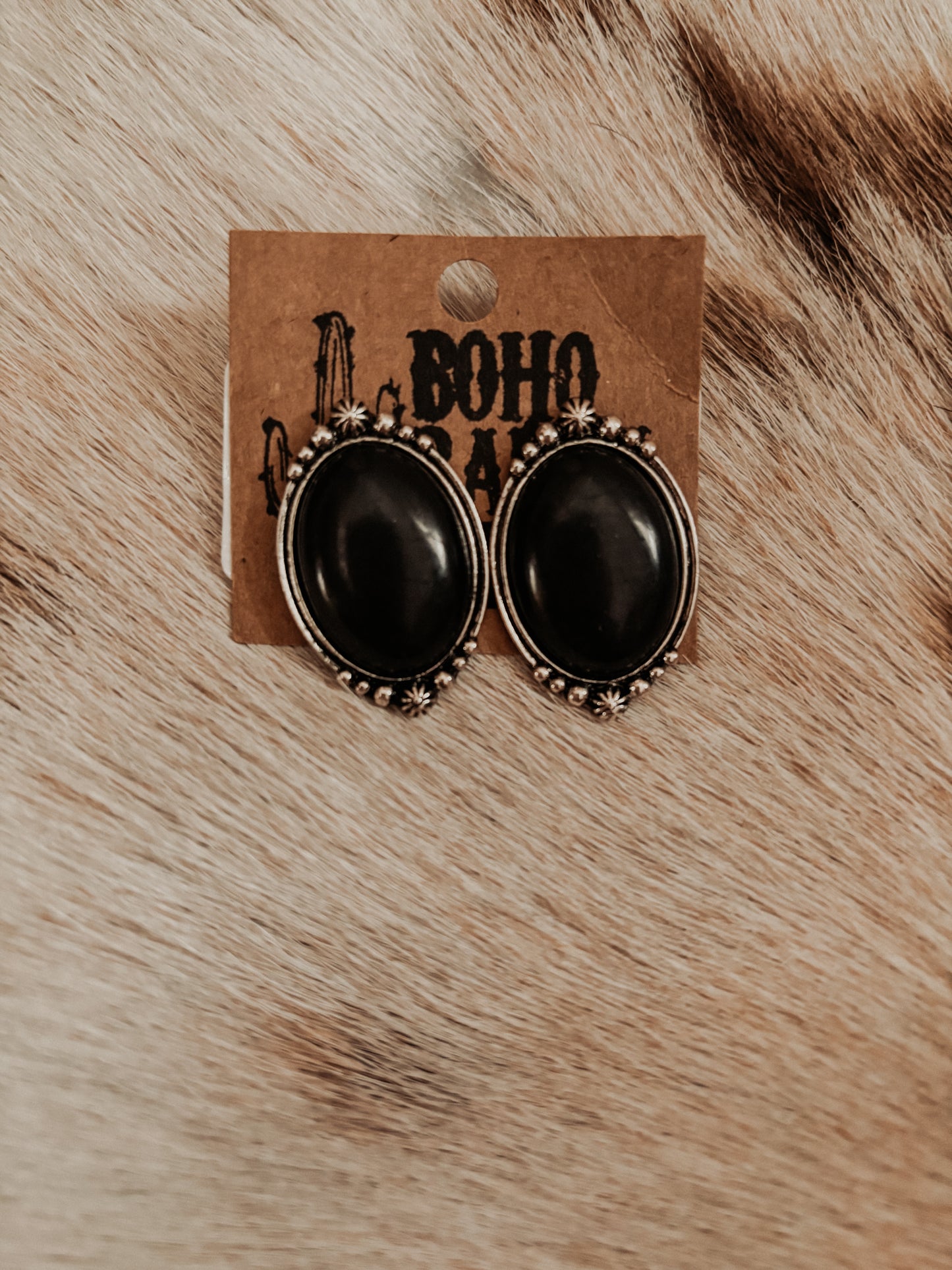 Black Oval Earrings