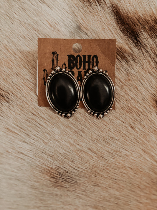 Black Oval Earrings