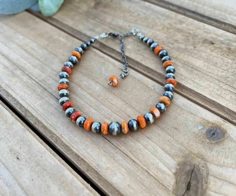 Navajo Pearl And Spiny Oyster Bracelet