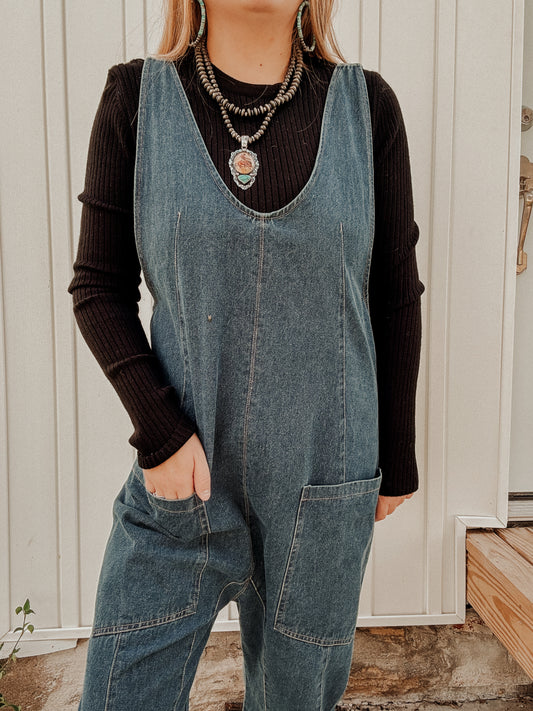 One-And-Done Denim Jumpsuit