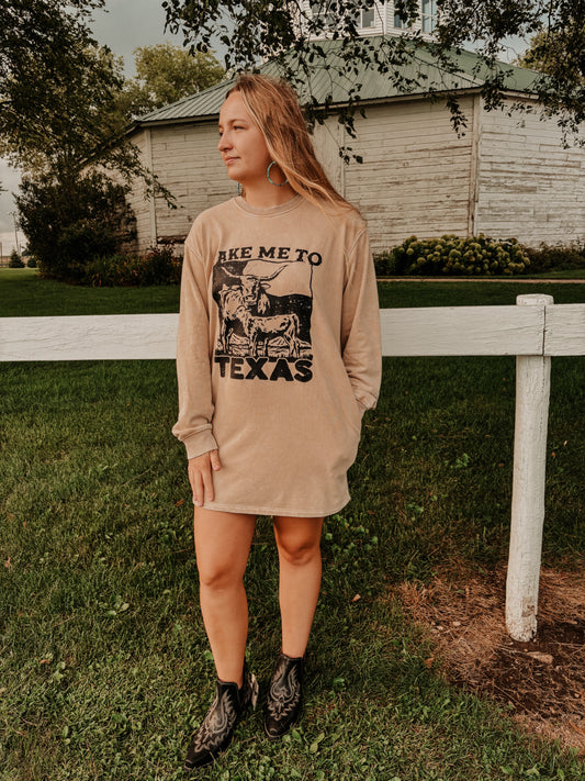 Take Me To Texas Oversized Sweatshirt Dress