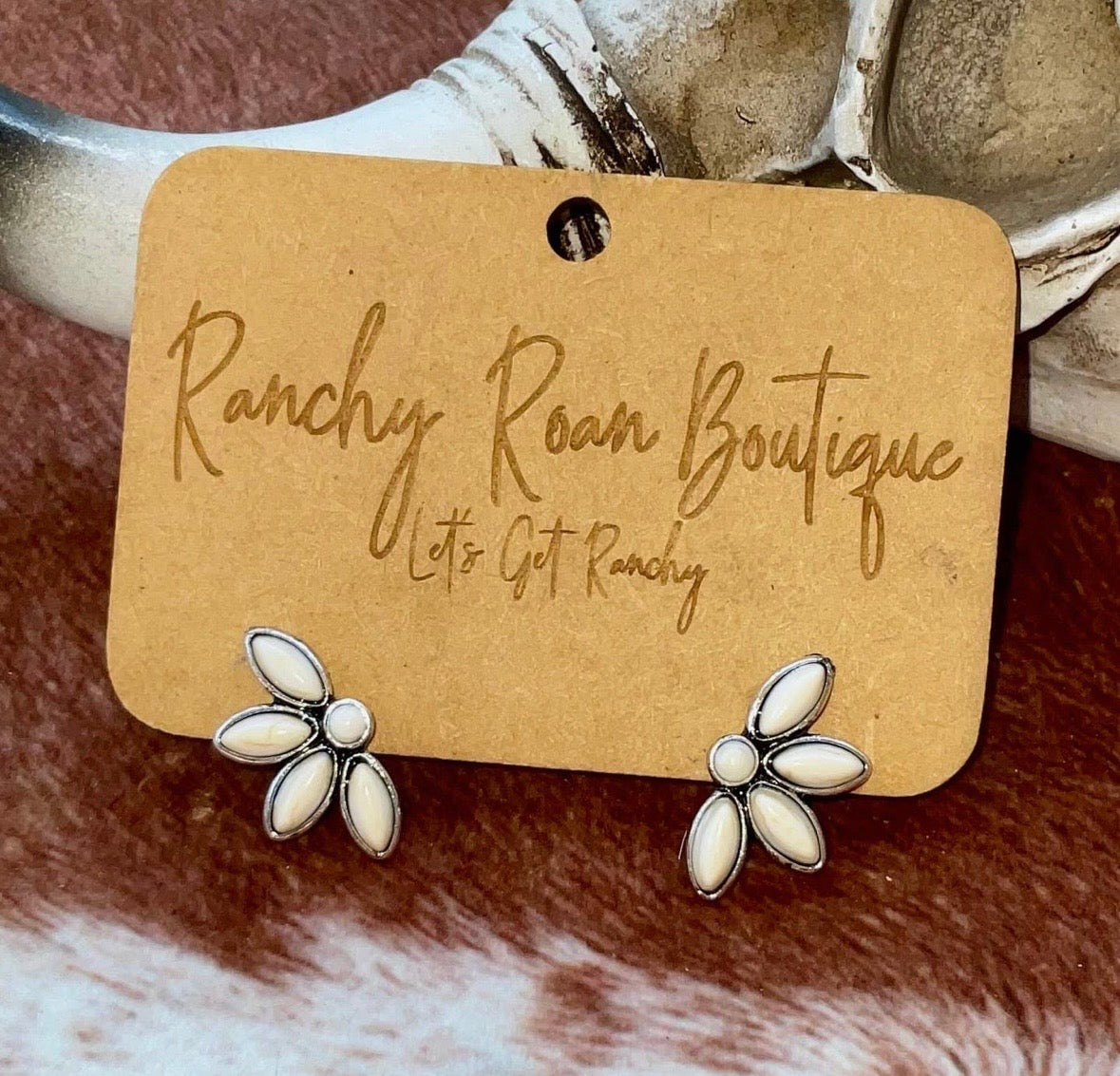 White Stud Earrings